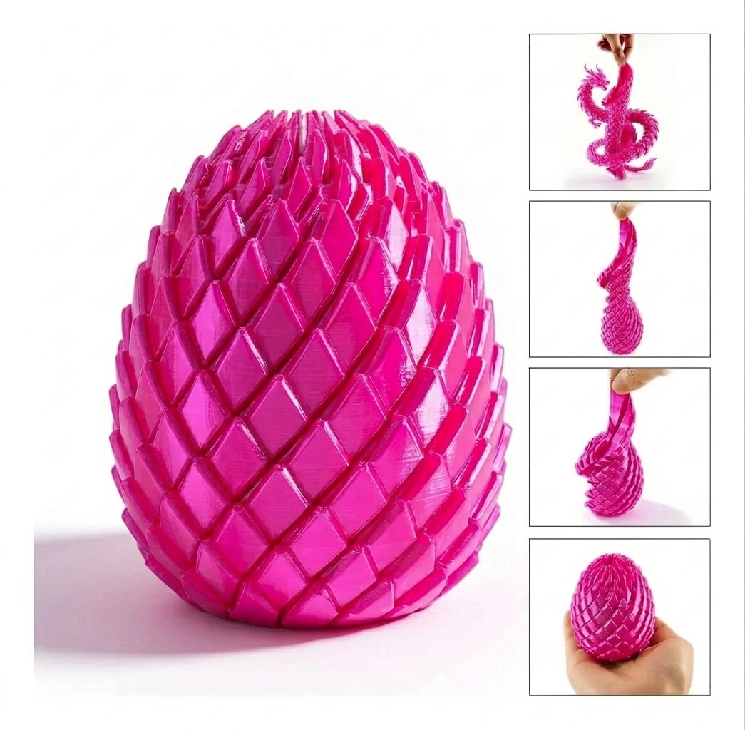 Huevo Dragón Articulado 3D – Fucsia