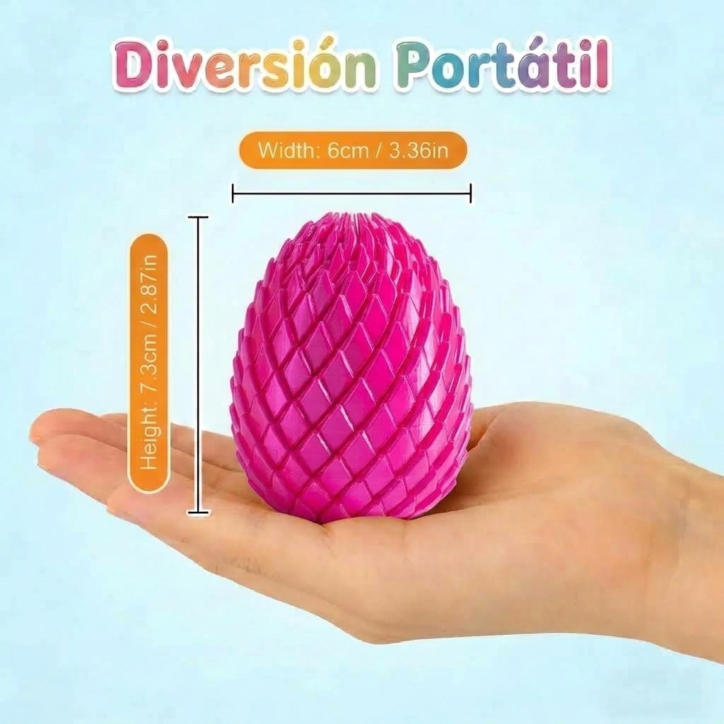 Huevo Dragón Articulado 3D – Fucsia - Imagen 2